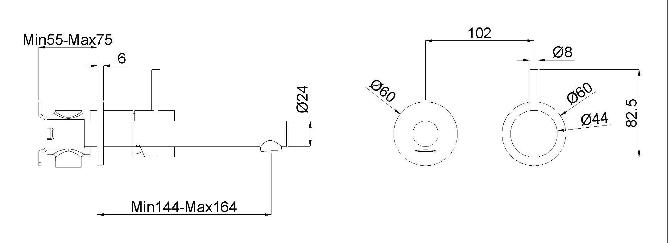 Style wastafelkraan inbouw geborsteld messing