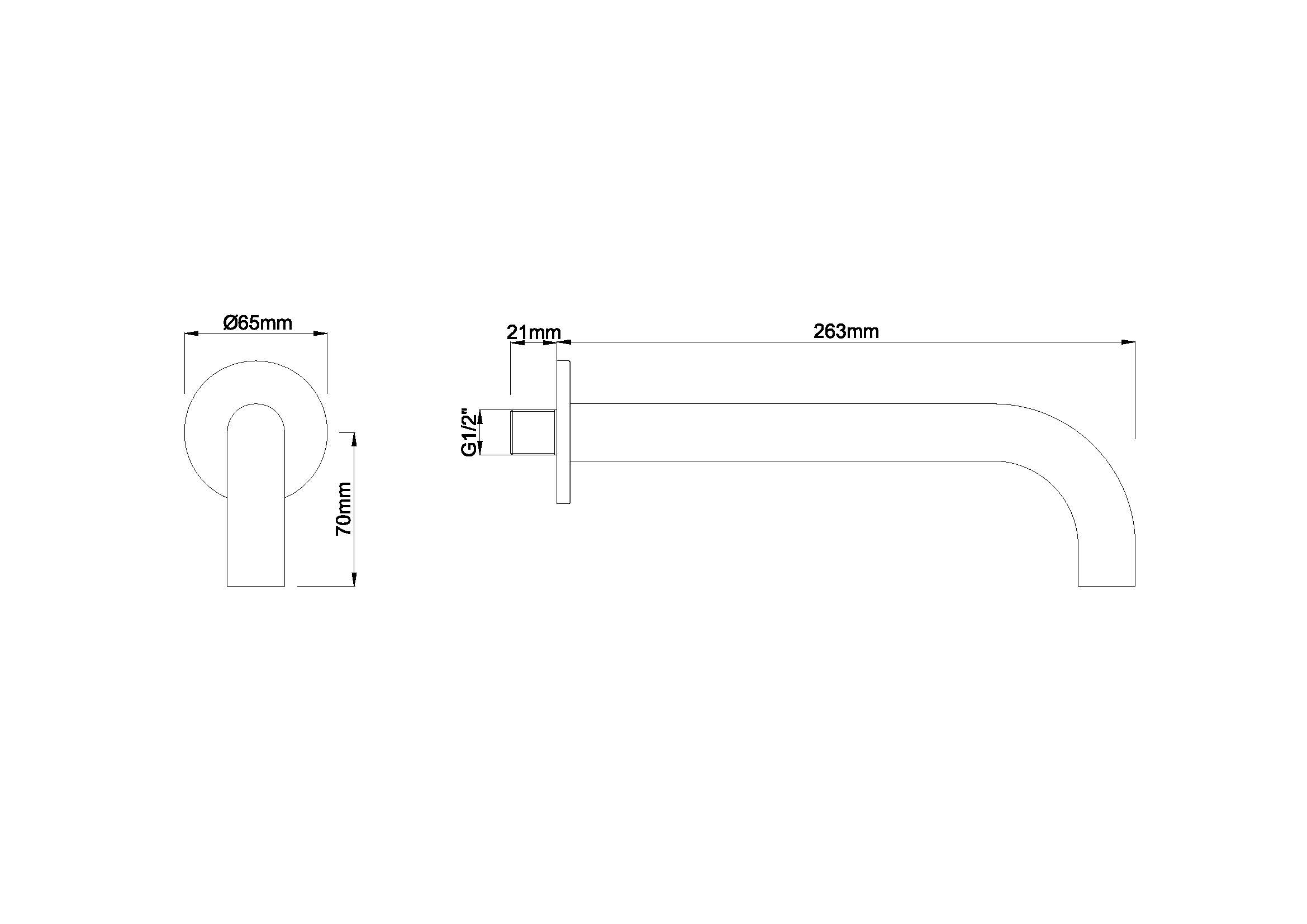 Caral baduitloop rond 25 cm 1/2'' geborsteld koper