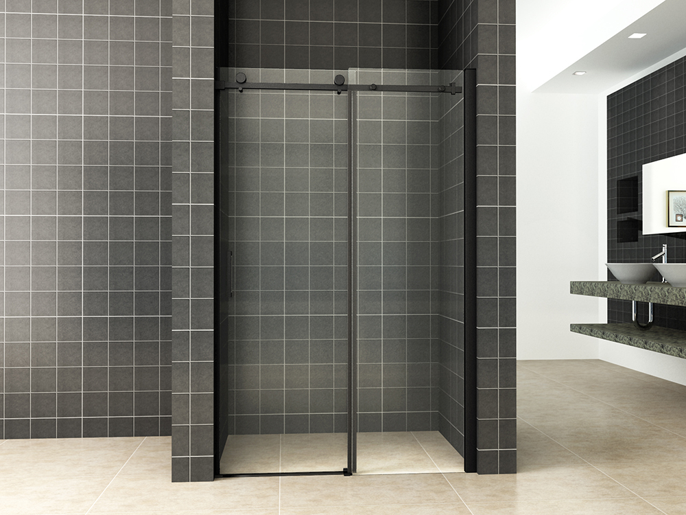 Slide nis schuifdeur 1100 x 2000 x 8 mm nano helder glas/mat zwart - 20.2854