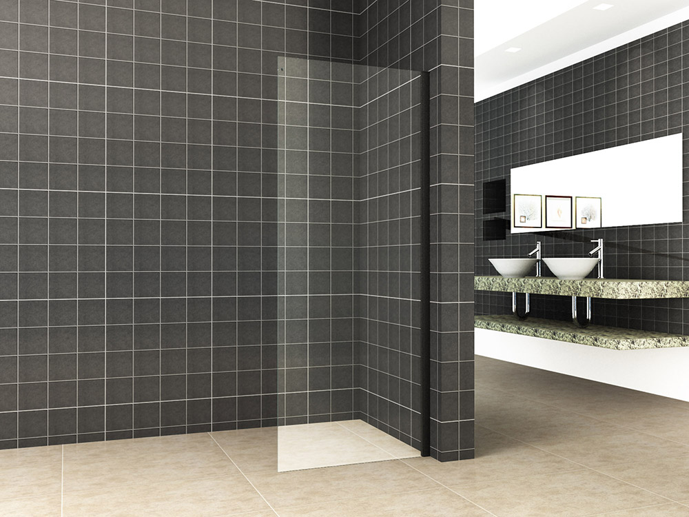 Side zijwand voor nis schuifdeur 1000 x 2000 x 8 mm nano helder glas/mat zwart - 20.2862