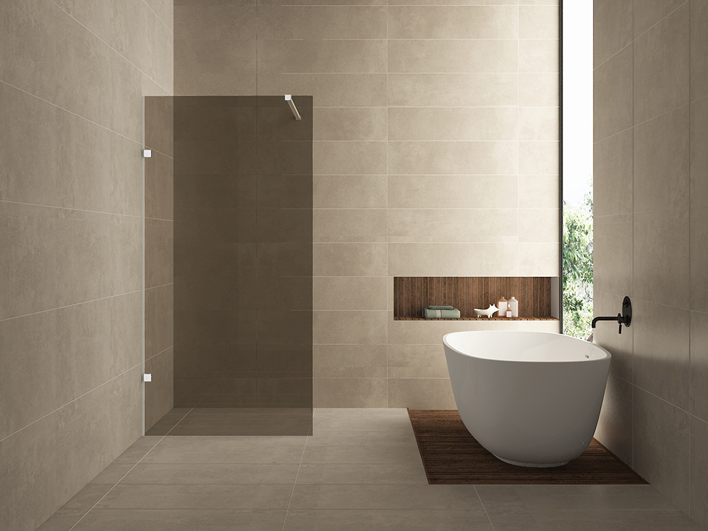 Less inloopdouche 1000 x 2000 x 8 mm nano vintage brons glas/mat wit