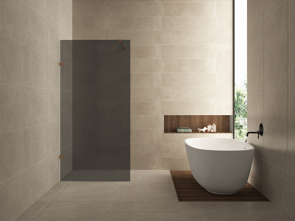 Less inloopdouche 1000 x 2000 x 8 mm nano rookglas/geborsteld brons koper