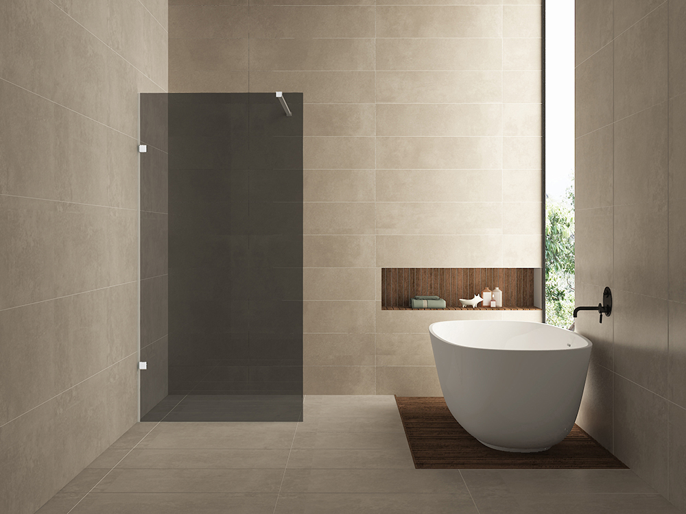 Less inloopdouche 1200 x 2000 x 8 mm nano rookglas glas/mat wit