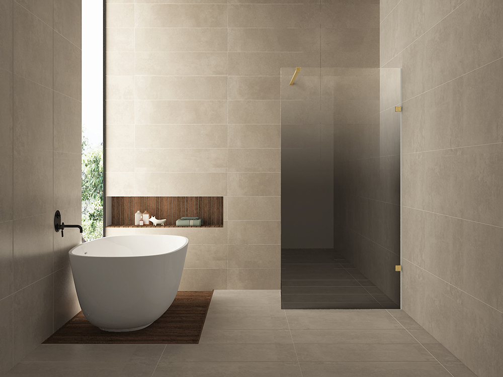 Less inloopdouche rechts 900 x 2000 x 8 mm nano spiegelrook- naar helder glas/geborsteld messing