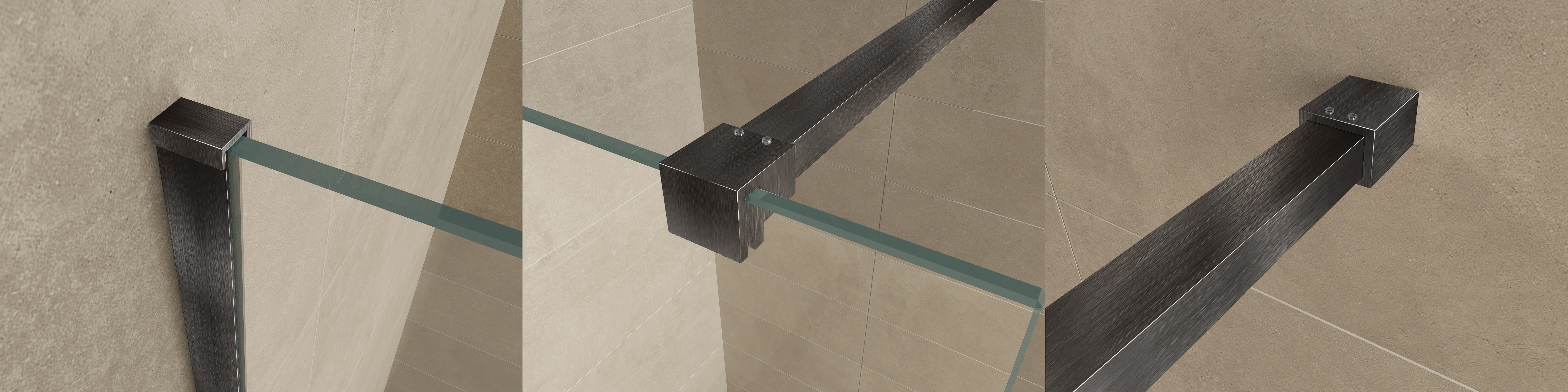 Slim profielset met stabilisatiestang 120 cm gunmetal - 20.3413