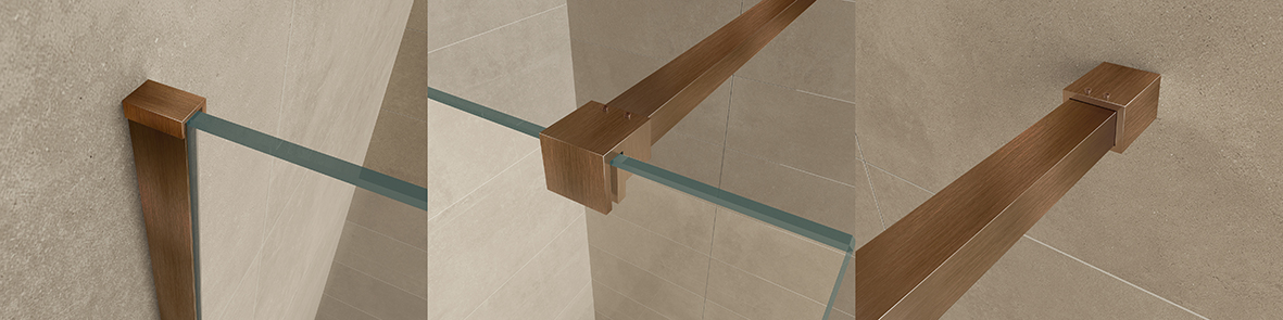 Slim profielset met stabilisatiestang 120 cm geborsteld brons koper - 20.3414