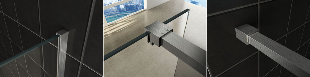 Slim profielset met stabilisatiestang 120 cm geborsteld staal - 20.3466