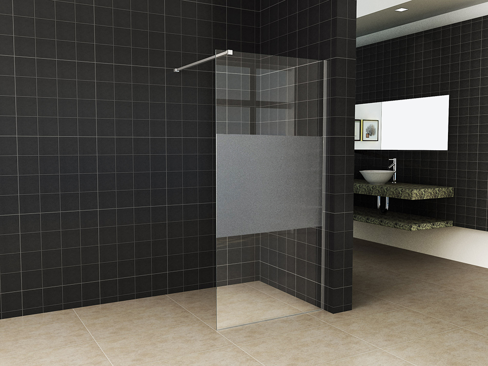Slim glasplaat 900 x 2000 x 8 mm nano helder glas met melkglas middenband - 20.3475