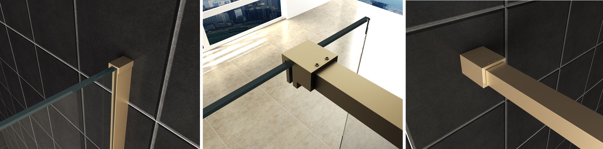 Slim profielset met stabilisatiestang 120 cm messing - 20.3484