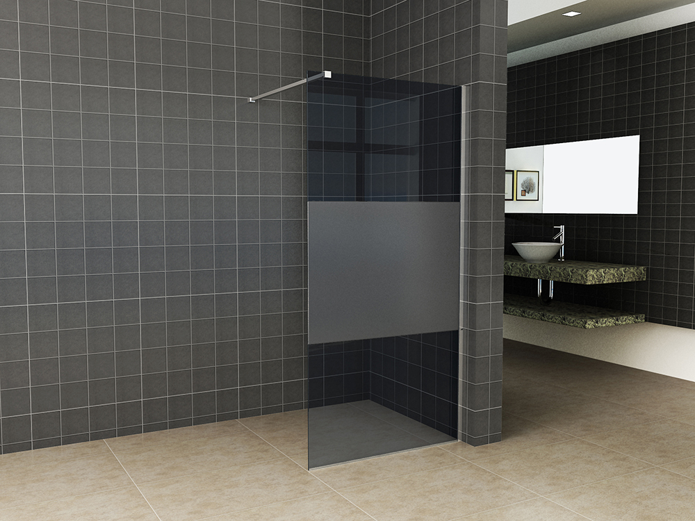 Slim glasplaat 1100 x 2000 x 8 mm nano rookglas met melkglas middenband - 20.3513
