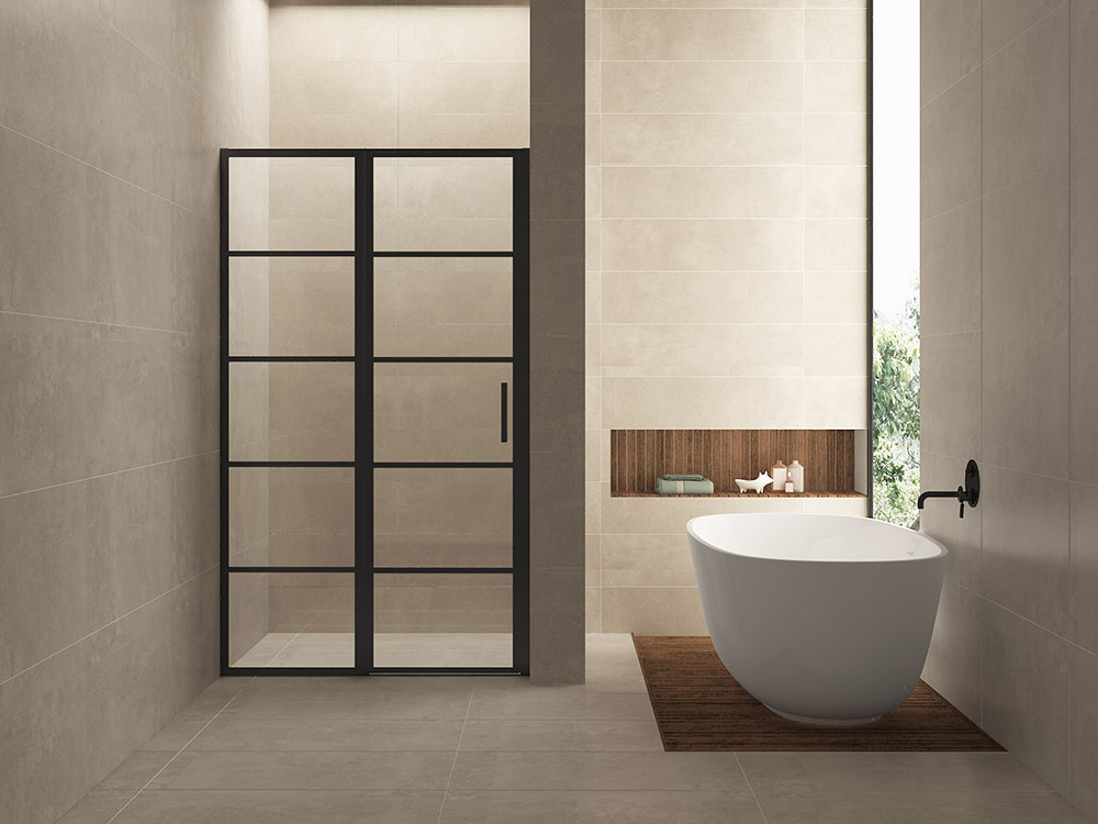 Horizon nisdeur met vast paneel mat zwart 120 cm 8 mm Nano - 20.3574