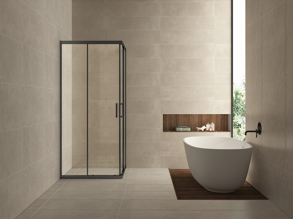 Skyline hoekinstap cabine met 2 schuifdeuren 800 x 800 x 2000 x 8 mm nano helder glas/mat zwart - 20.3715