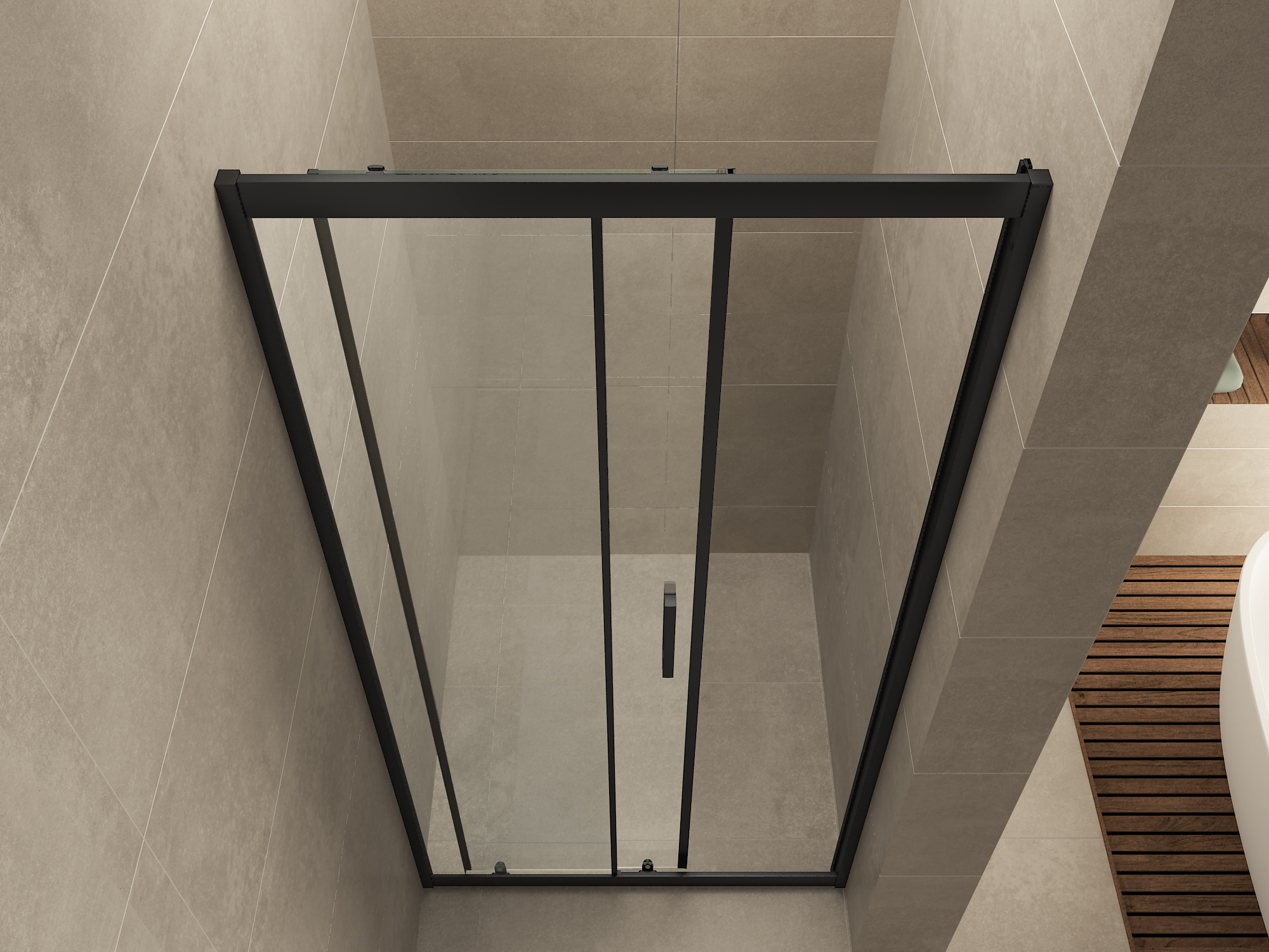 Skyline nis schuifdeur 1000 x 2000 x 8 mm nano helder glas/mat zwart - 20.3730