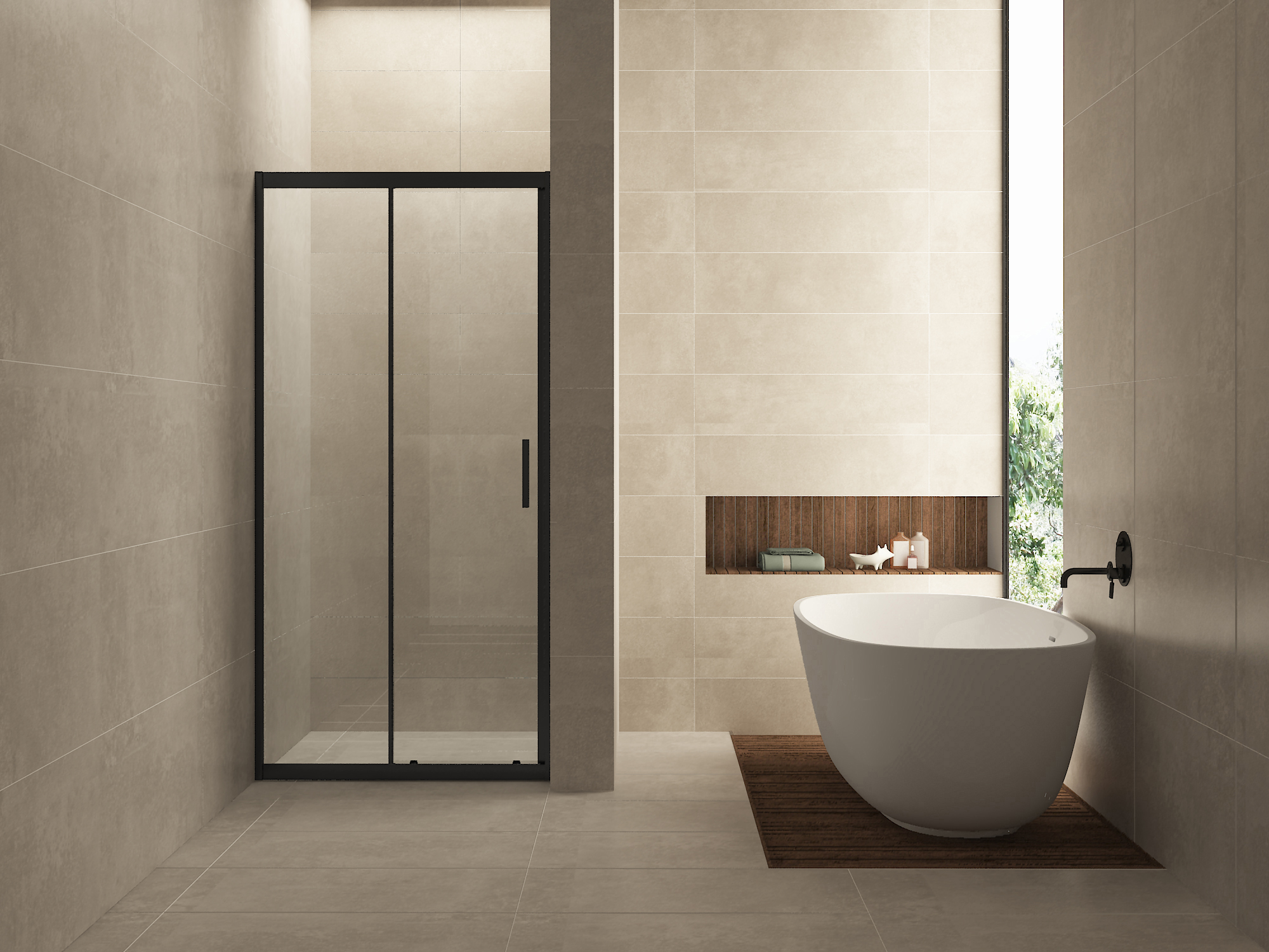Skyline nis schuifdeur 1100 x 2000 x 8 mm nano helder glas/mat zwart - 20.3731