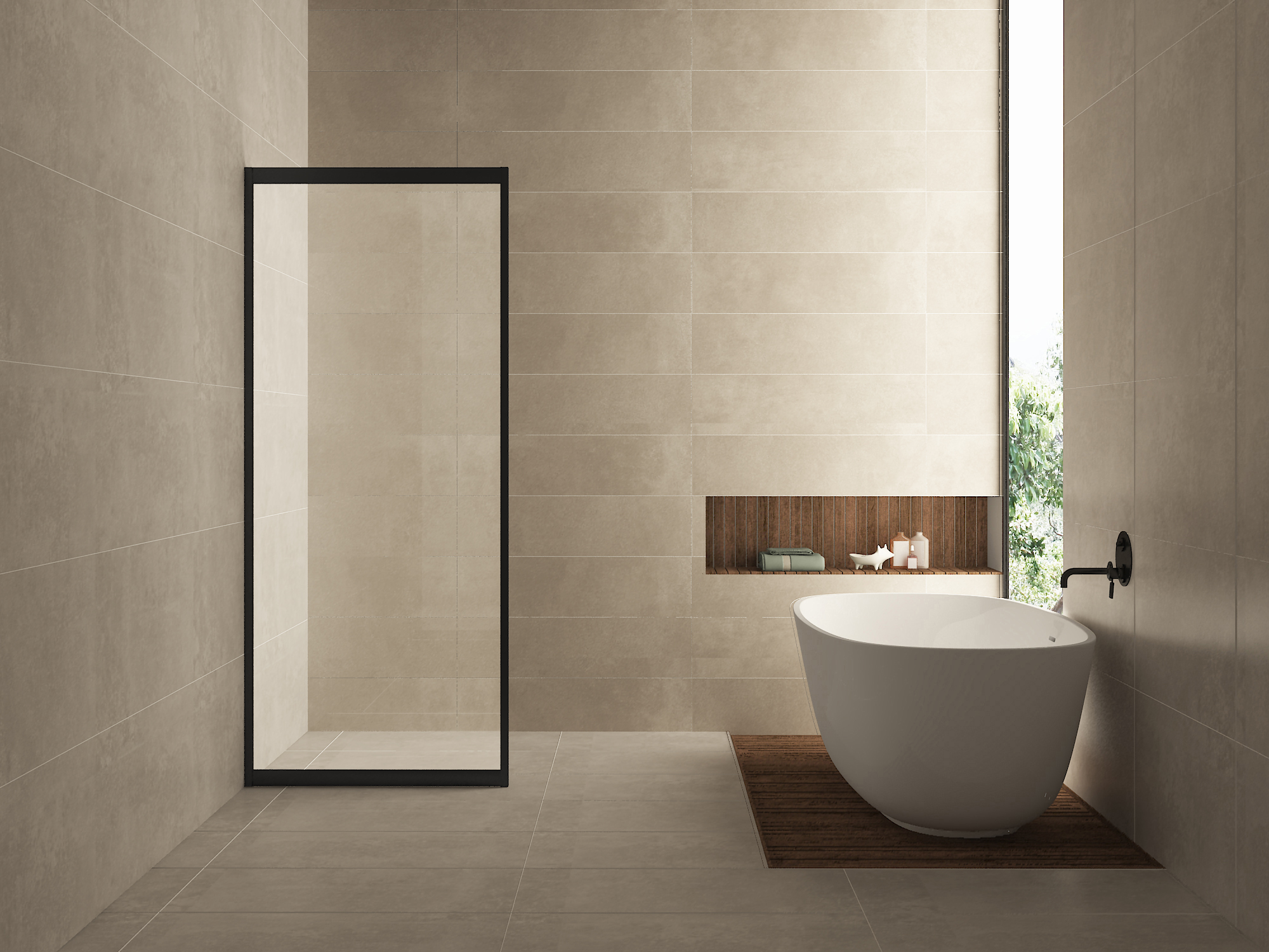 Skyline zijwand voor nis schuifdeur 1000 x 2000 x 8 mm nano helder glas/mat zwart - 20.3742