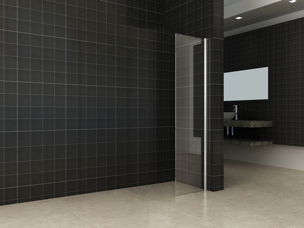 Comfort zijwand met muurprofiel 400 x 2000 x 10 mm nano helder glas/chroom - 20.3816