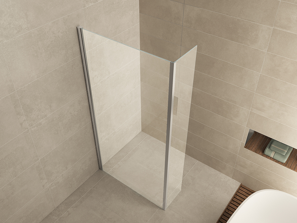 Comfort zijwand met hoekprofiel 400 x 20000 x 10 mm nano helder glas/chroom - 20.3820