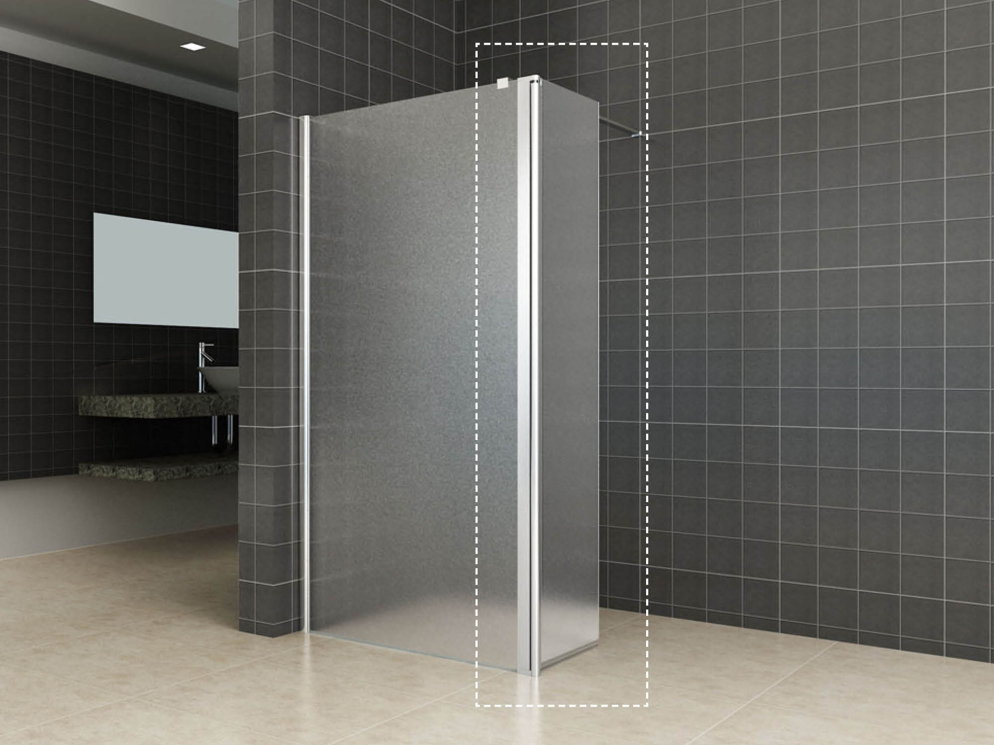 Comfort zijwand draaibaar links 350 x 2000 x 10 mm nano melkglas/chroom - 20.3948