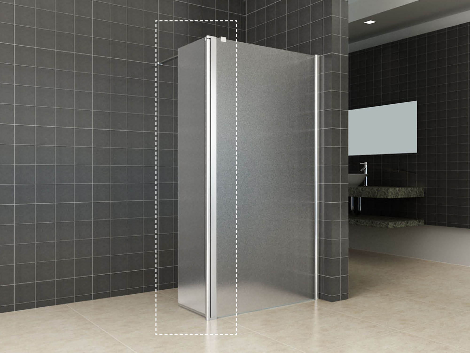 Comfort zijwand draaibaar rechts 350 x 2000 x 10 mm nano melkglas/chroom - 20.3949