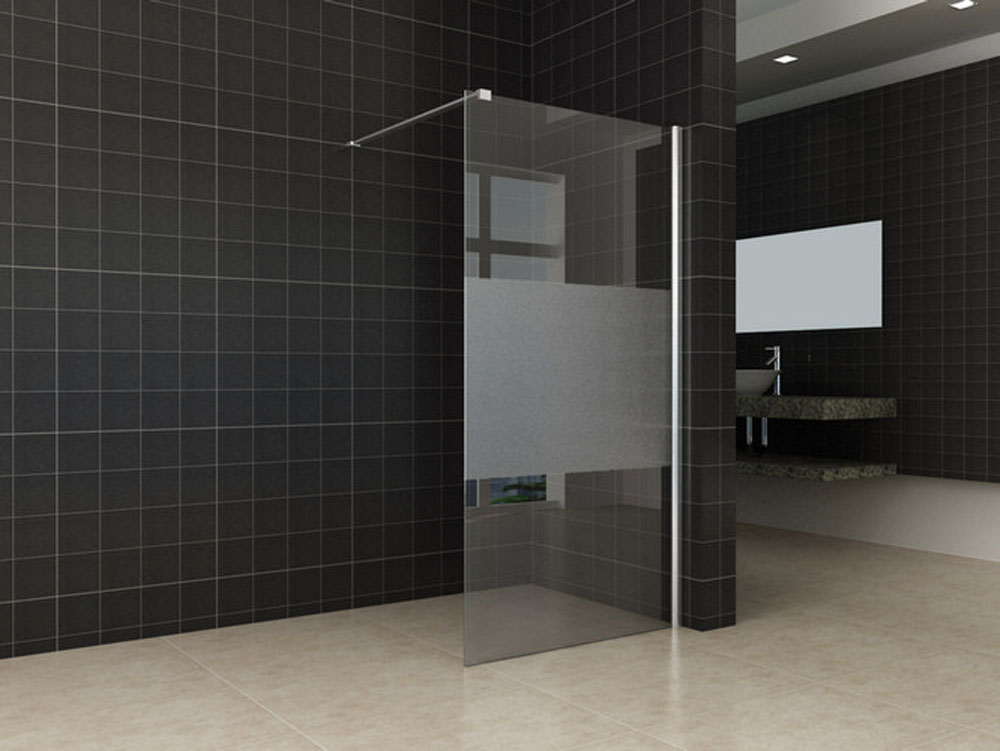 Comfort inloopdouche 900 x 2000 x 10 mm nano helder glas met melkglas middenband/chroom - 20.4207