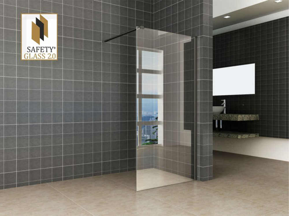 Graffic inloopdouche 1200 x 2000 x 10 mm nano safety glass folie helder glas/mat zwart - 20.4259