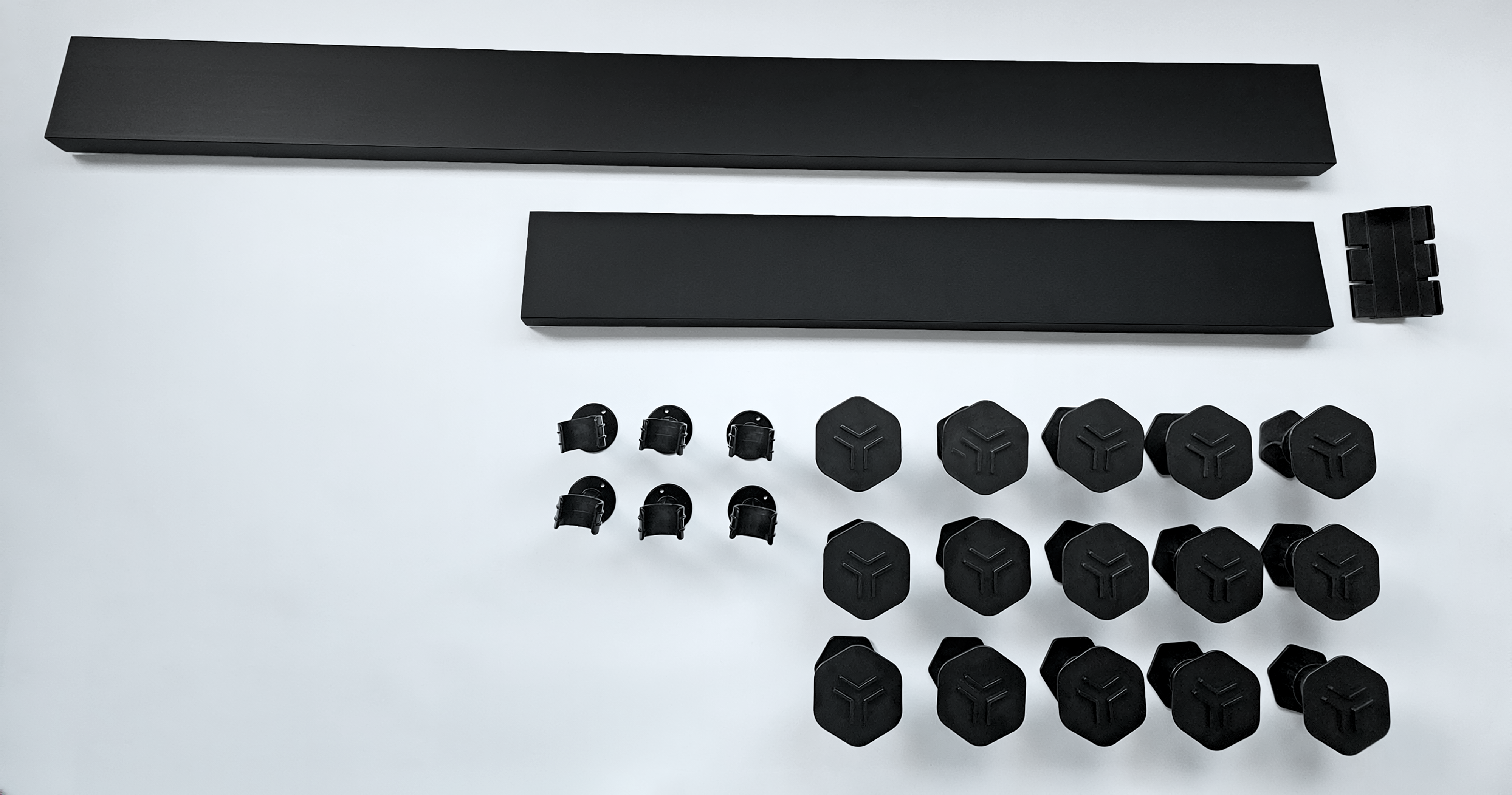 Stonea voorzetpaneel inkortbaar met potenset 90-80 x 140-110 cm mat zwart