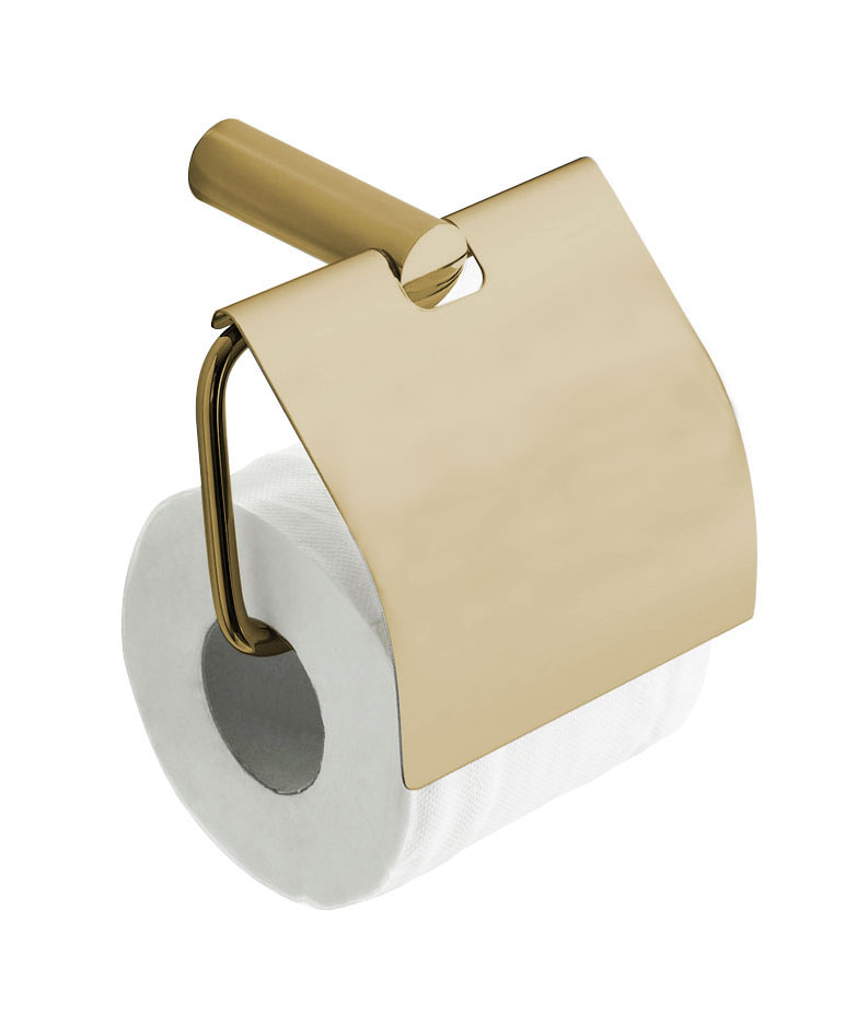 Ida toiletrolhouder met klep geborsteld messing - 28.5021