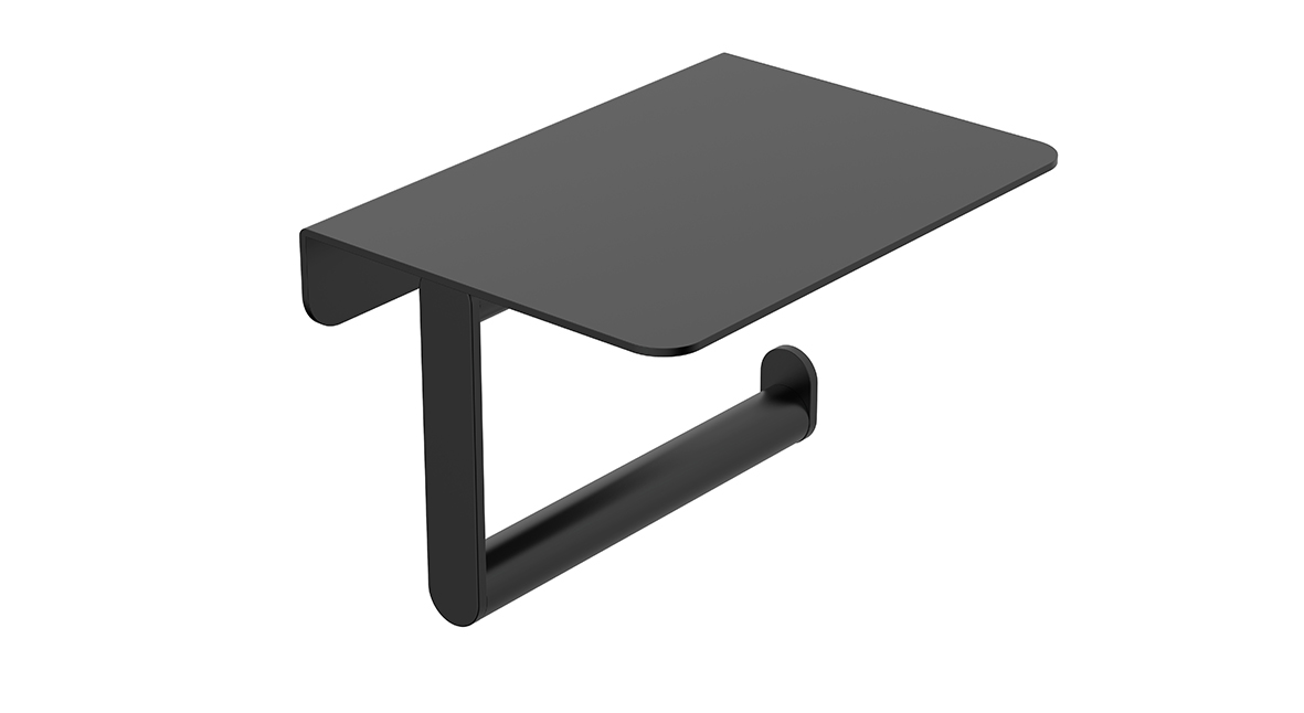 Alonzo toiletrolhouder met planchet mat zwart - 28.7061