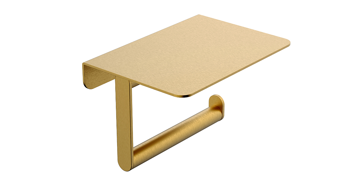 Alonzo toiletrolhouder met planchet geborsteld messing - 28.7063