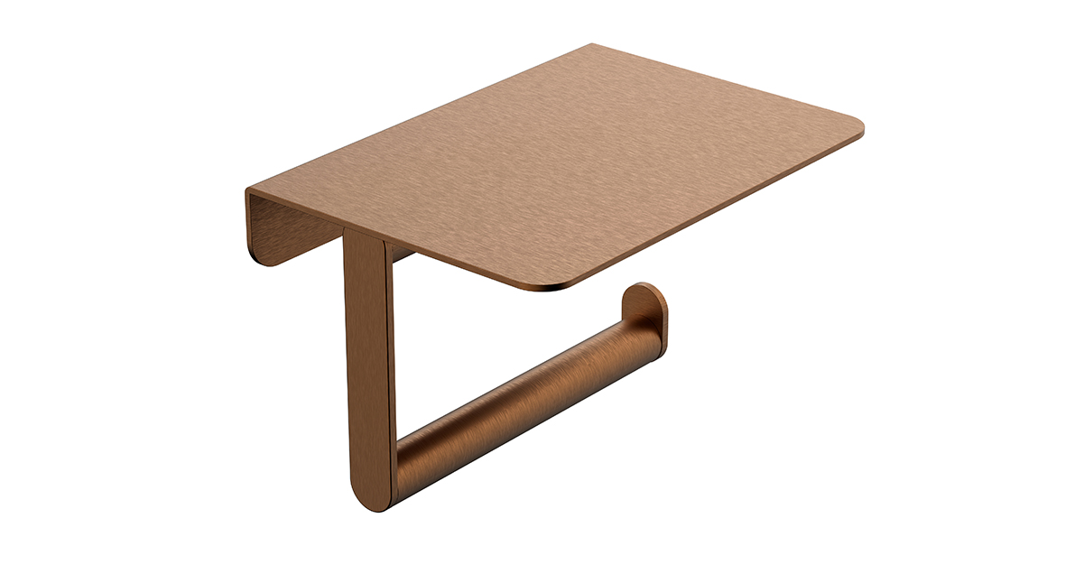 Alonzo toiletrolhouder met planchet geborsteld brons koper - 28.7065