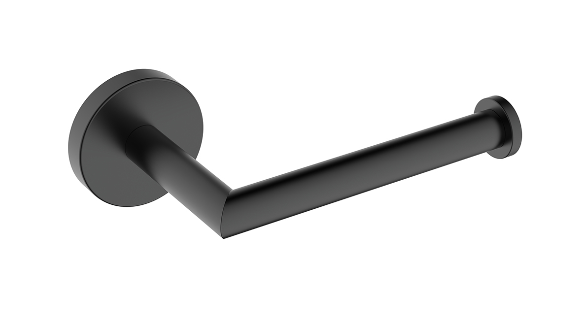 Alonzo toiletrolhouder met vaste arm mat zwart - 28.9001