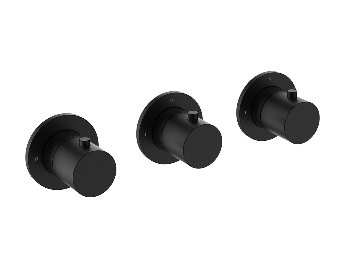 Caral afbouwdeel thermostatische douchekraan met 2 stopkranen mat zwart