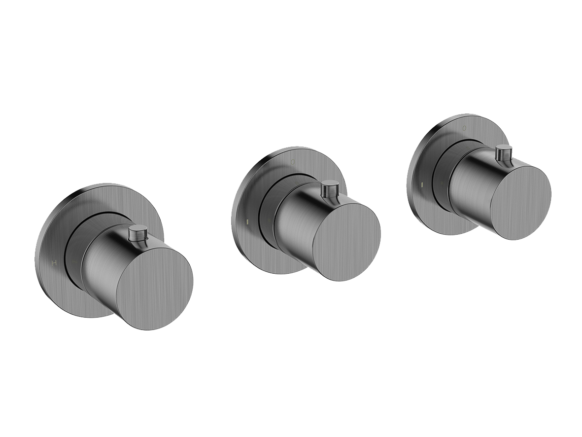 Caral afbouwdeel thermostatische douchekraan met 2 stopkranen gunmetal PVD