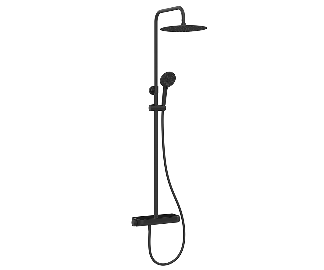 Tondell thermostatische regendoucheset opbouw met planchet mat zwart