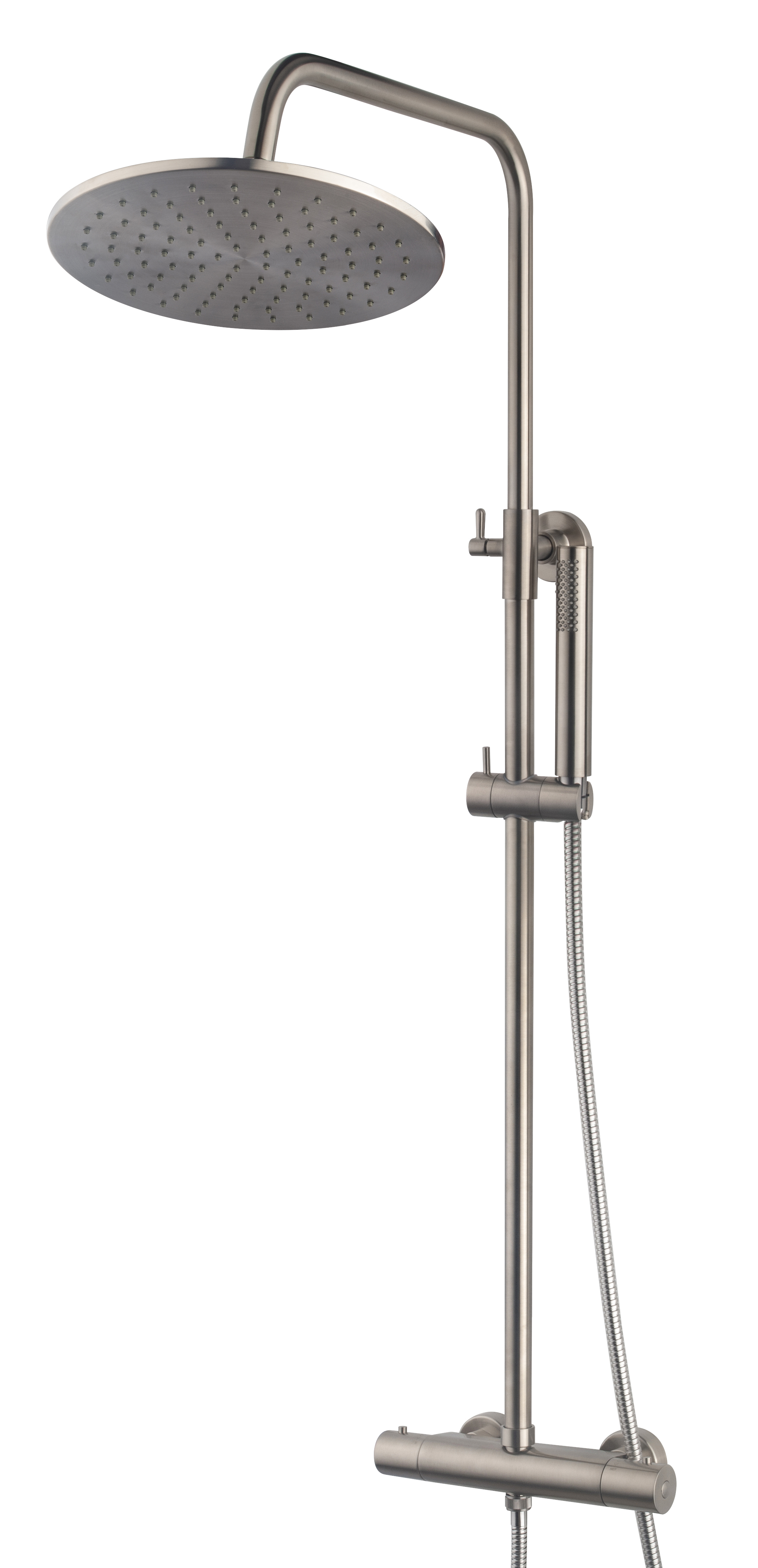 Caral thermostatische regendoucheset opbouw geborsteld staal - 29.2955