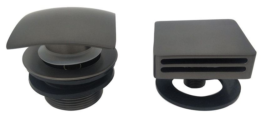 Gemma 2.0 knop/plug badoverloopcombinatie + vulfunctie vierkant gunmetal - 29.2982