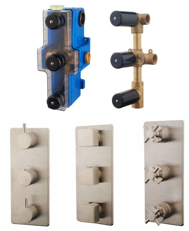 One-pack 3 wegs inb.thermostaat geb.staal bestaande uit: - 29.3006