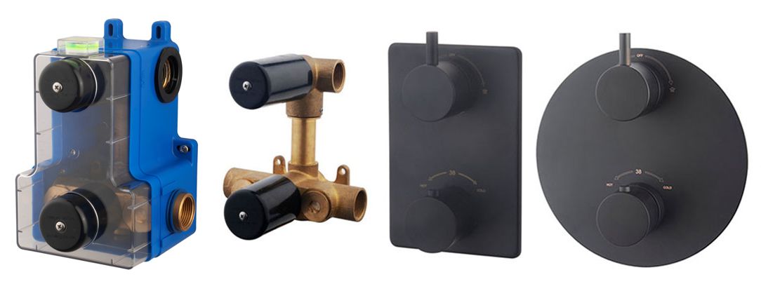 one-pack 2 wegs inb.thermostaat mat zwart bestaande uit: - 29.3010