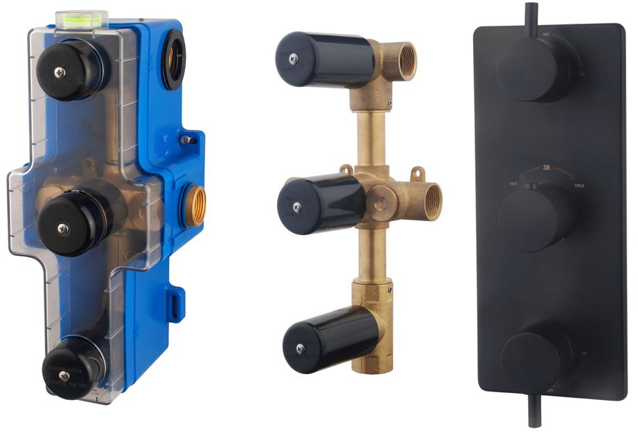 one-pack 3 wegs inb.thermostaat mat zwart bestaande uit: - 29.3011