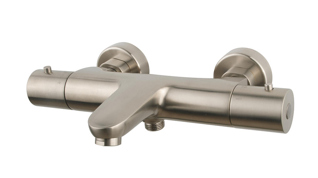 Caral thermostatische badmengkraan 15 cm geborsteld staal - 29.4931