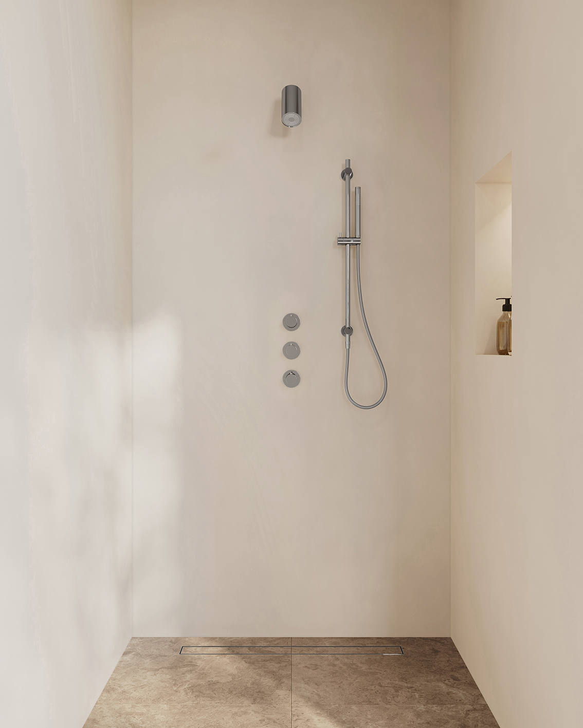 Caral inbouwthermostaat 2 stopkranen compleet met Beam hoofddouche glijstang en staafhanddouche chroom