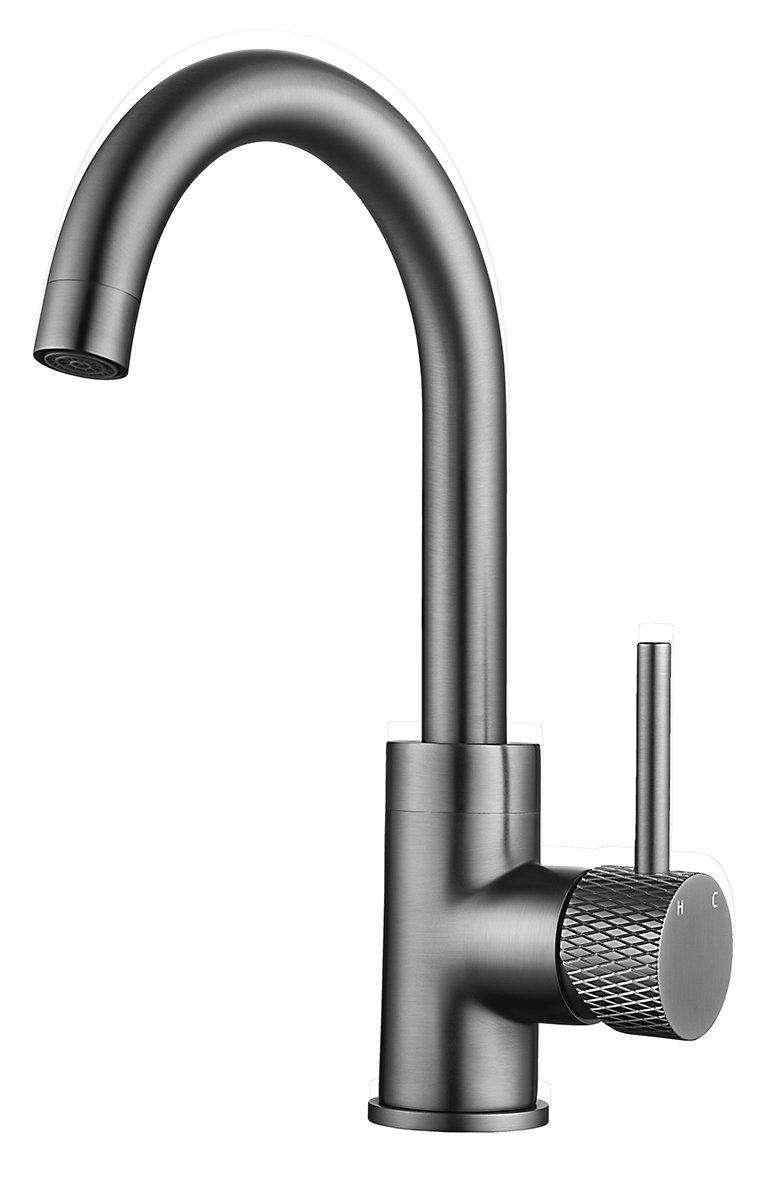 Ribbd wastafelmengkraan met draaibare uitloop gunmetal - 29.5323