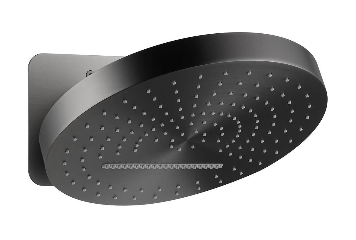 UniMatch Pluuto hoofddouche rond 2 standen met muurbevestiging gunmetal