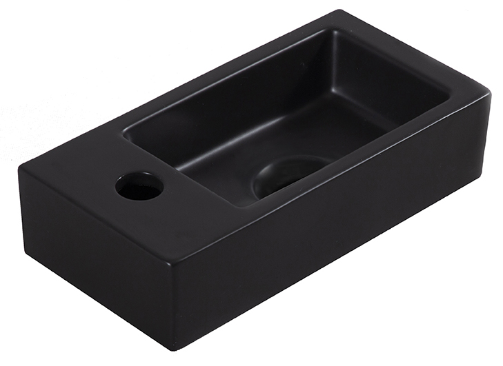 Rhea mini fontein links 36,5 x 18 x 9 cm keramiek mat zwart - 32.2496