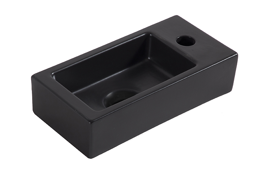 Rhea mini fontein rechts 36,5 x 18 x 9 cm keramiek mat zwart - 32.2497