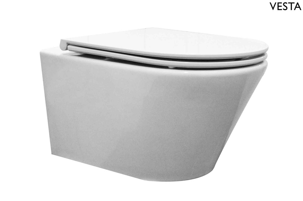 Vesta wandcloset met Flatline toiletzitting softclose en quick release glans wit - 32.2501