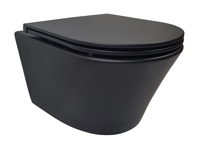 Vesta wandcloset rimless met Flatline toiletzitting softclose en quick release mat zwart - 32.3617