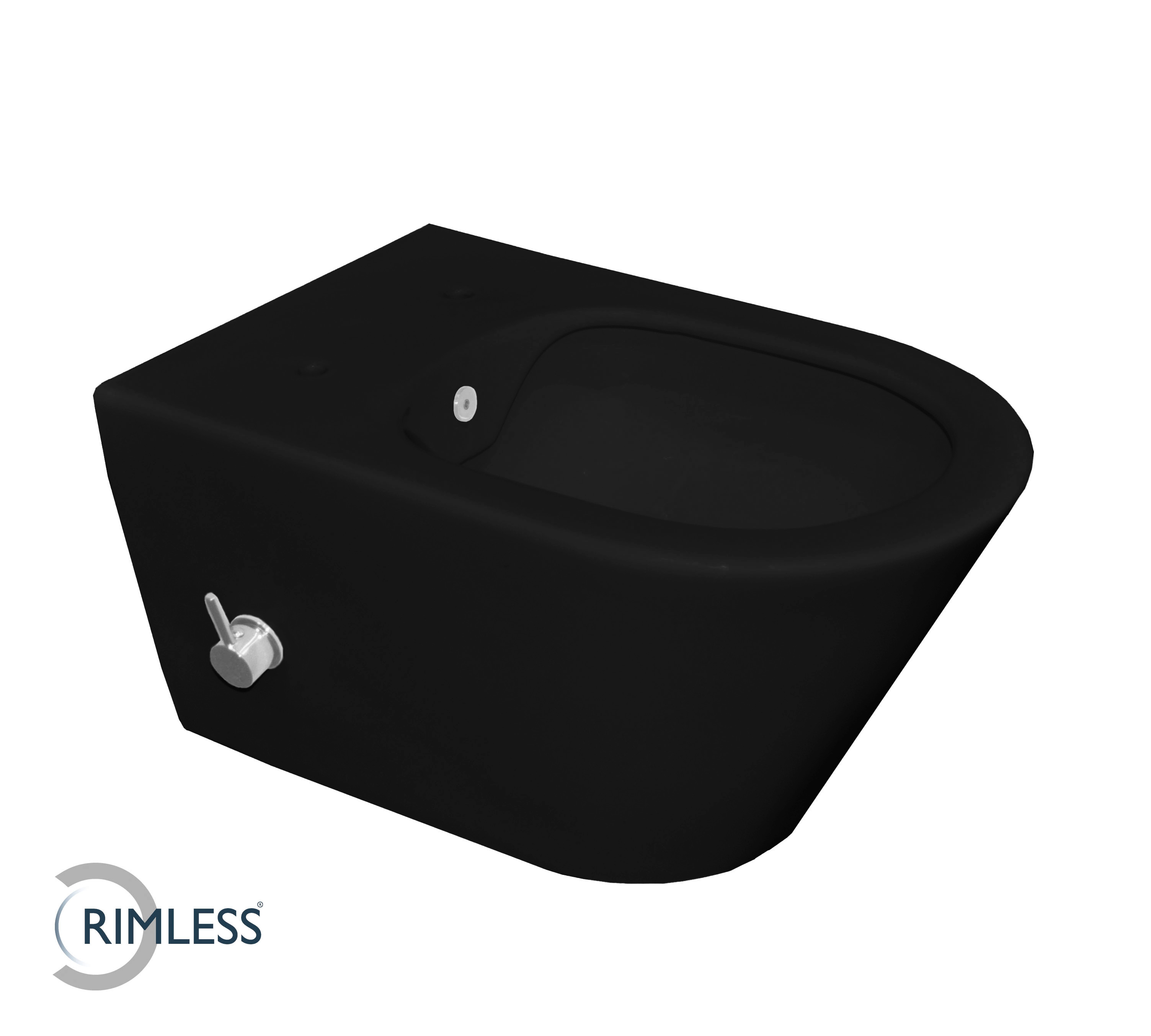 Stereo wandcloset rimless met bidetkraan koudwater mat zwart - 32.3623
