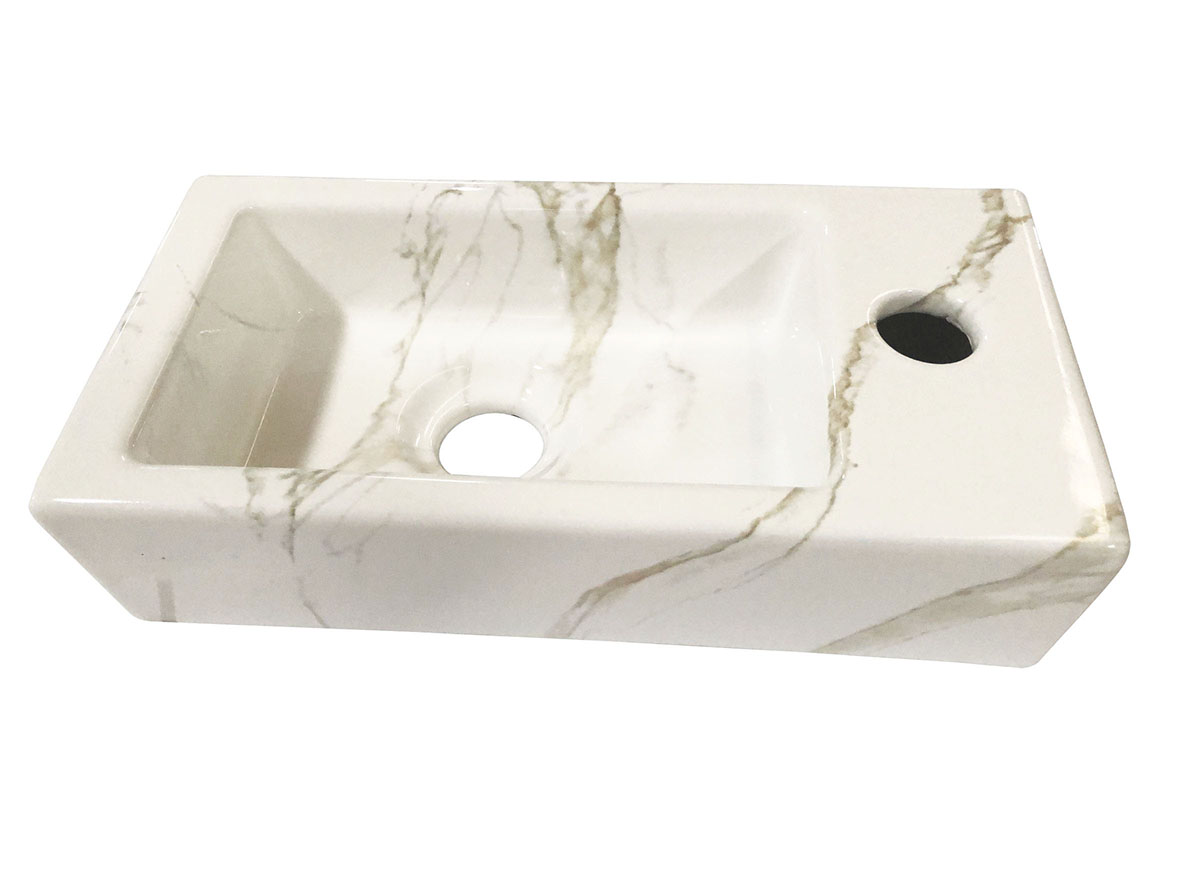 Rhea mini fontein rechts 36,5 x 18 x 9 cm keramiek carrara - 32.5497