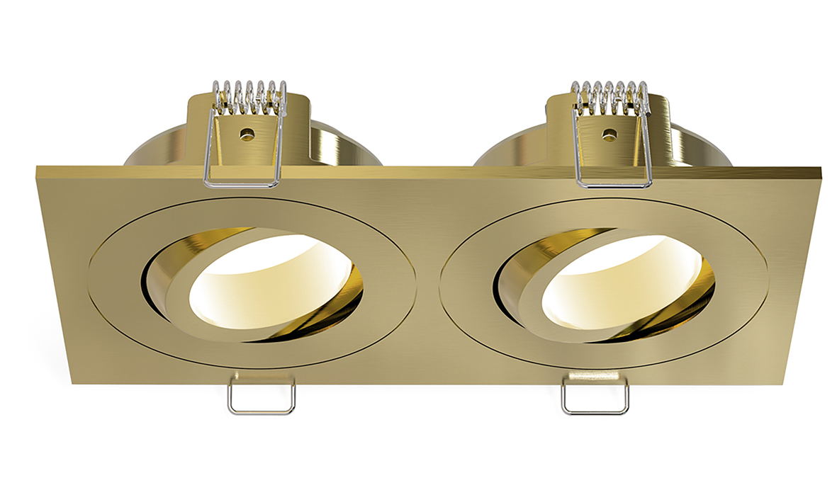 Spotz inbouwspot dubbel dimbaar IP65 geborsteld messing